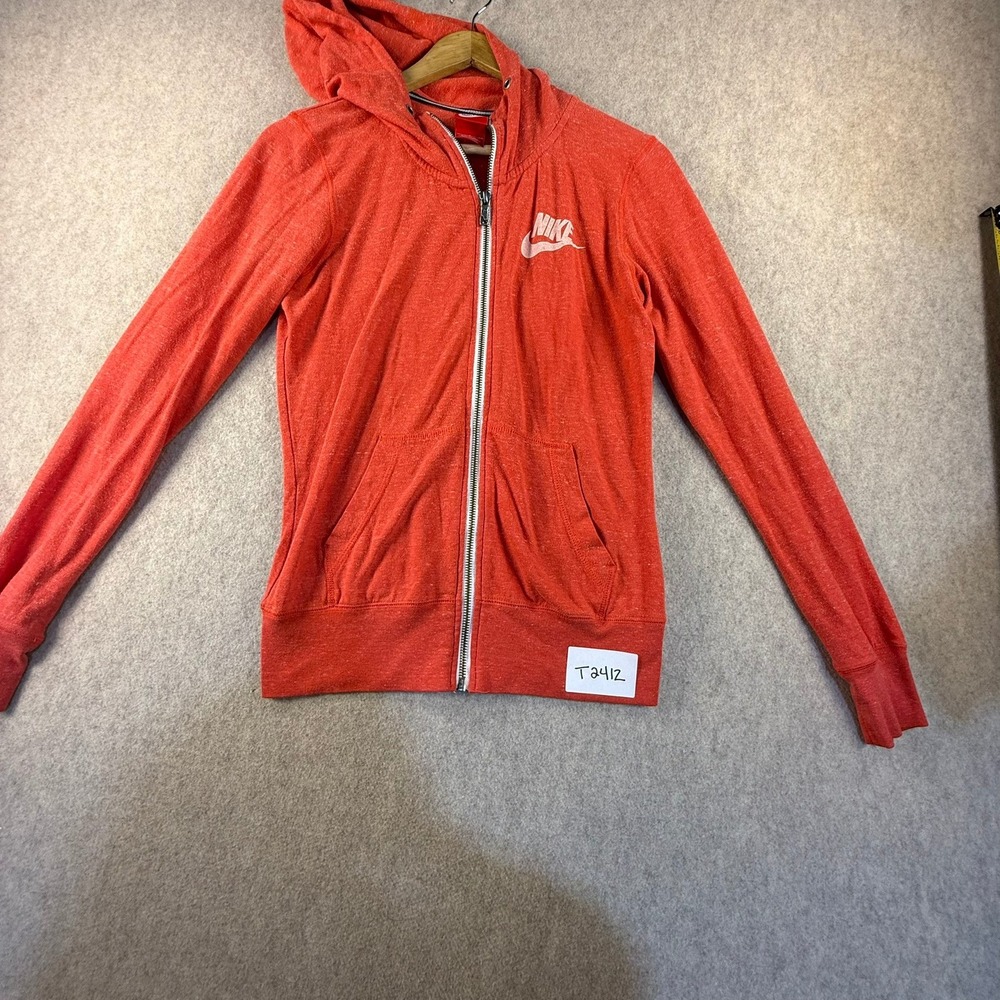 Nike Womens Gym Vintage Full Zip Hoodie Heathered Orange Small Futura Logo